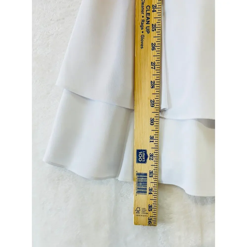 Alice + Olivia Brinda Ruffled Hem Dress Womens 10 White Fit and Flare Cocktail - Picture 7 of 13